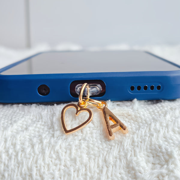 Letter and Heart Phone Charm