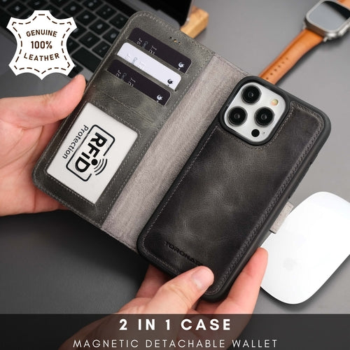 Funda cartera de piel MagSafe Casper para iPhone 16 Pro Max