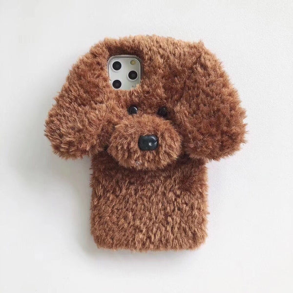 Fluffy Plush Puppy Case for iPhone 15 Series