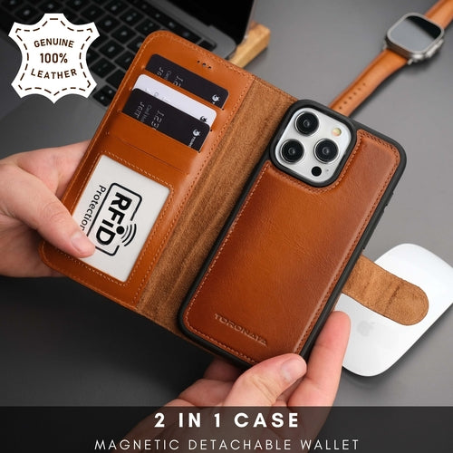 Funda cartera de piel MagSafe Casper para iPhone 16 Pro Max