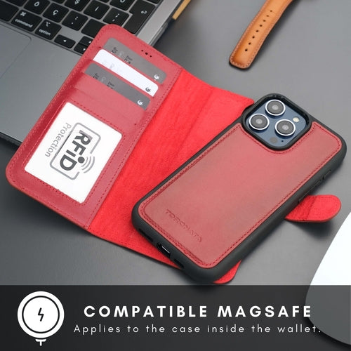 Funda cartera de piel MagSafe Casper para iPhone 16 Pro Max