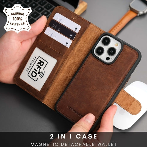 Funda cartera de piel MagSafe Casper para iPhone 16 Pro Max