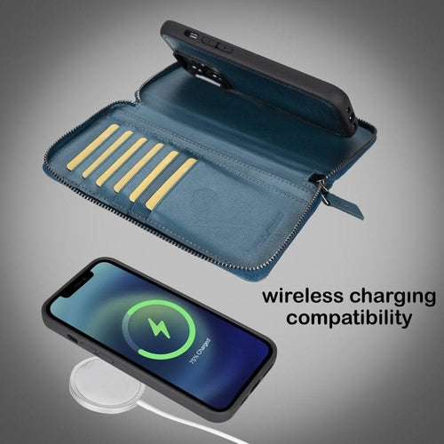 Funda cartera de piel desmontable con cremallera para iPhone 14 - PMW