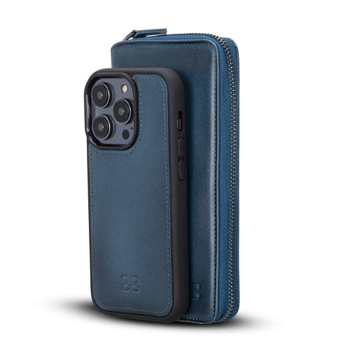 Funda cartera de piel desmontable con cremallera para iPhone 14 - PMW