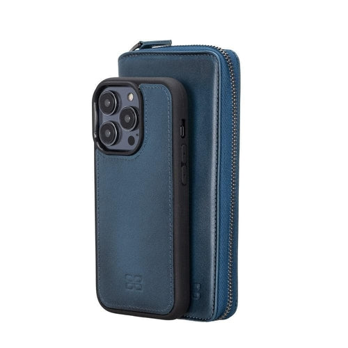 Funda cartera de piel desmontable con cremallera para iPhone 14 - PMW