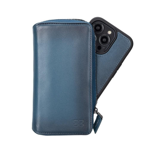 Funda cartera de piel desmontable con cremallera para iPhone 14 - PMW