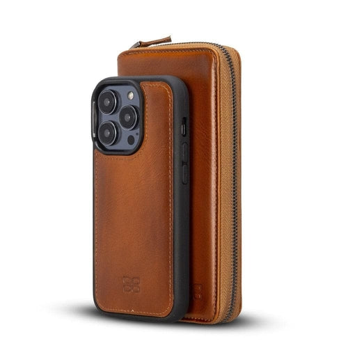 Funda cartera de piel desmontable con cremallera para iPhone 14 - PMW