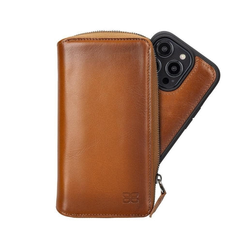Funda cartera de piel desmontable con cremallera para iPhone 14 - PMW