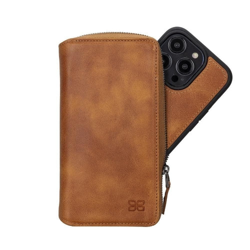 Funda cartera de piel desmontable con cremallera para iPhone 14 - PMW