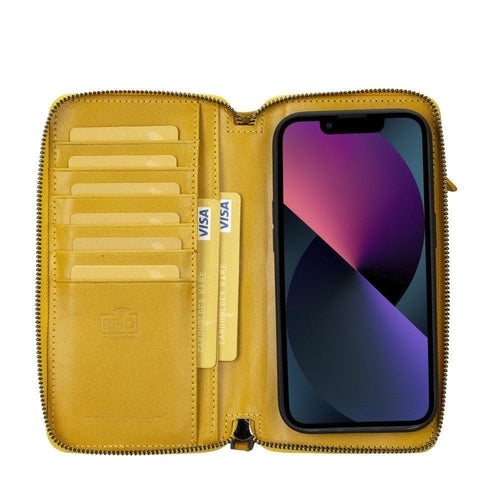 Funda cartera de piel desmontable con cremallera para iPhone 14 - PMW