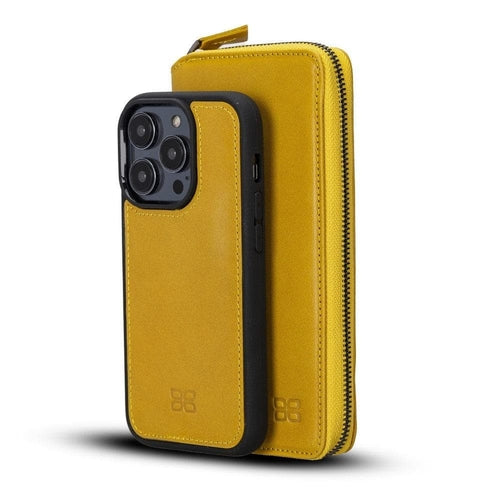 Funda cartera de piel desmontable con cremallera para iPhone 14 - PMW