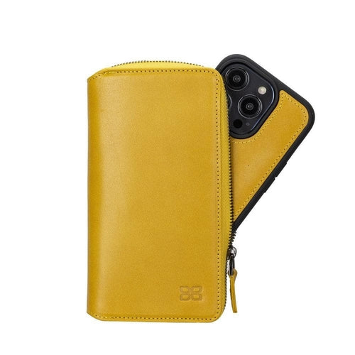 Funda cartera de piel desmontable con cremallera para iPhone 14 - PMW