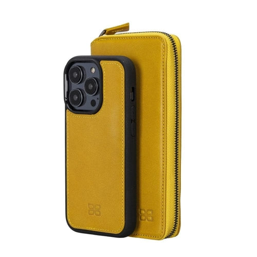 Funda cartera de piel desmontable con cremallera para iPhone 14 - PMW