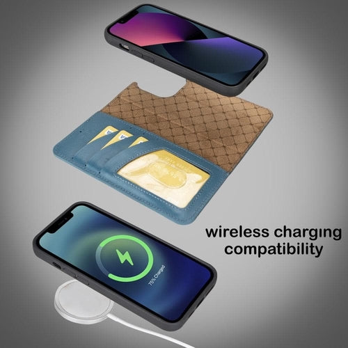 Funda cartera de piel desmontable multicolor para iPhone 14 - MW