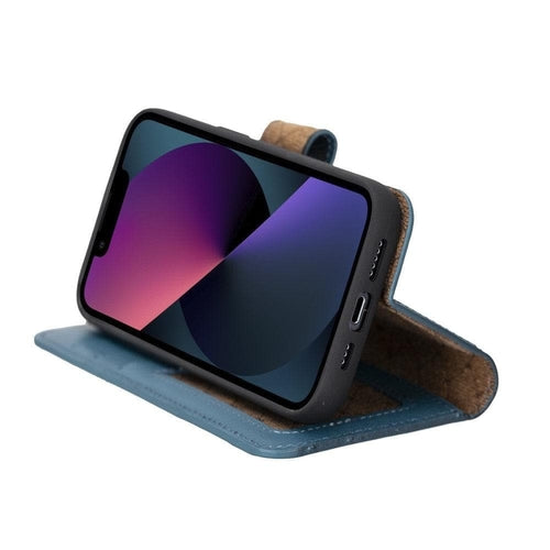 Funda cartera de piel desmontable multicolor para iPhone 14 - MW