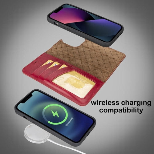 Funda cartera de piel desmontable multicolor para iPhone 14 - MW