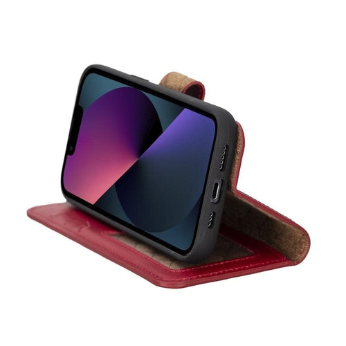 Funda cartera de piel desmontable multicolor para iPhone 14 - MW