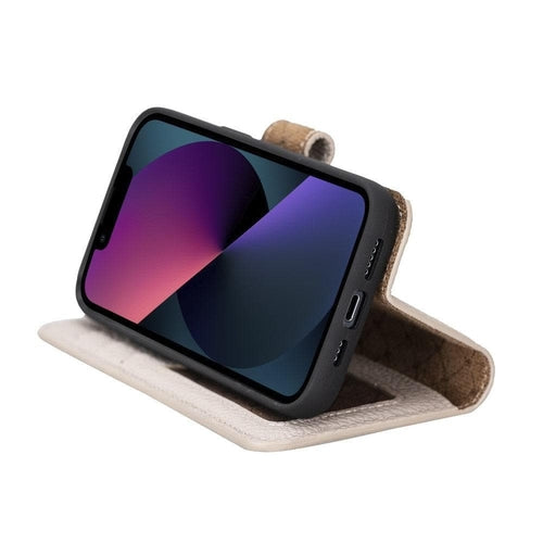 Funda cartera de piel desmontable multicolor para iPhone 14 - MW