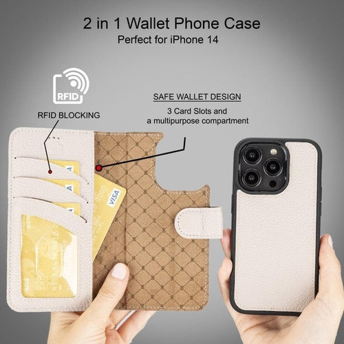 Funda cartera de piel desmontable multicolor para iPhone 14 - MW