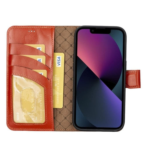 Funda cartera de piel desmontable multicolor para iPhone 14 - MW