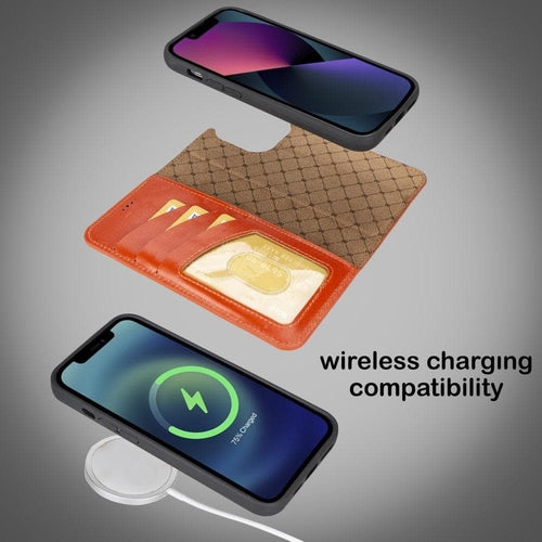 Funda cartera de piel desmontable multicolor para iPhone 14 - MW