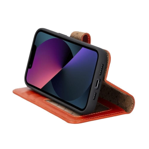 Funda cartera de piel desmontable multicolor para iPhone 14 - MW
