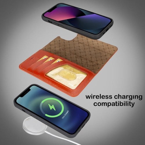 Funda cartera de piel desmontable multicolor para iPhone 14 - MW