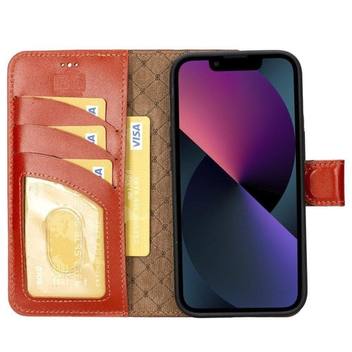 Funda cartera de piel desmontable multicolor para iPhone 14 - MW