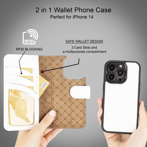 Funda cartera de piel desmontable multicolor para iPhone 14 - MW