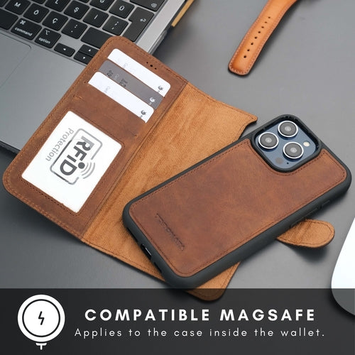 Funda cartera de piel MagSafe Casper para iPhone 16 Pro Max