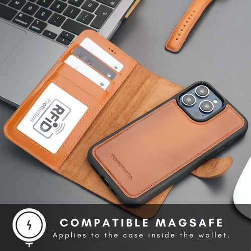 Funda cartera de piel MagSafe Casper para iPhone 16 Pro Max