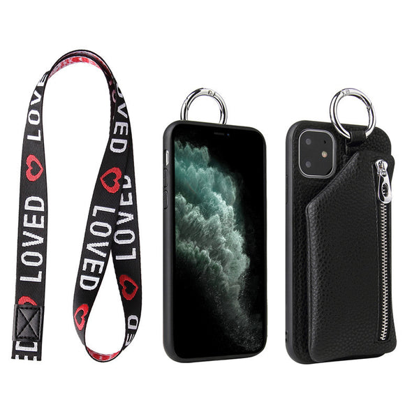 Leather Crossbody Phone Strap with Coin Purse