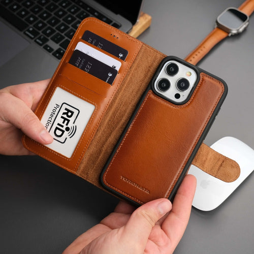 Funda cartera de piel MagSafe Casper para iPhone 16 Pro Max